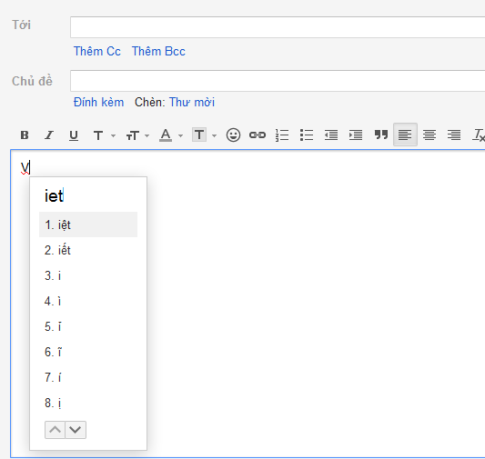 Google đã hỗ trợ bàn phím ảo tiếng Việt cho Gmail