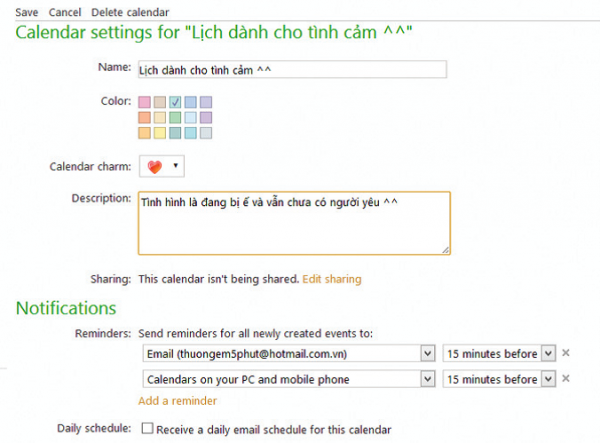 Quản lý thời gian hiệu quả với Calendar của Outlook.com