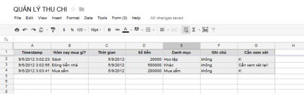 Quản lý thu chi hàng ngày bằng Gmail và Google Docs